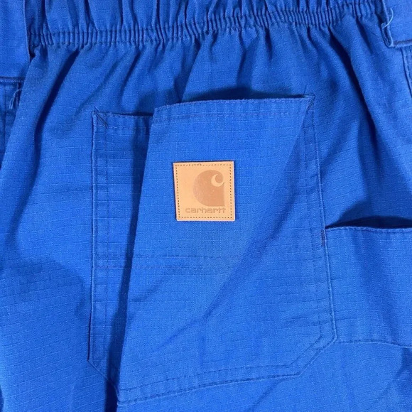 Carhartt Scrub Pants Women XL Tall Blue Stretchy Pockets Button Zip Cotton Blend - Picture 10 of 11
